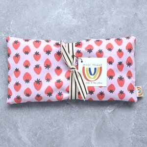 Strawberries on Pink Cotton Weighted Eye Pillow Hot/Cold Therapy Pack